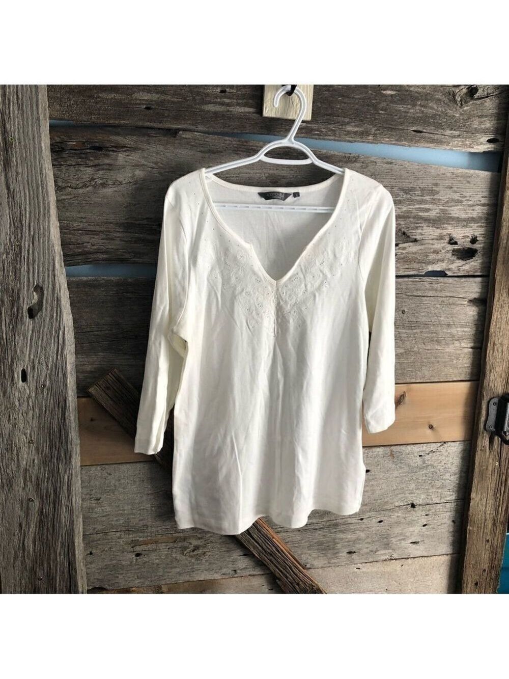 Addition Elle Plus size X V-neck, Embroidered Top
